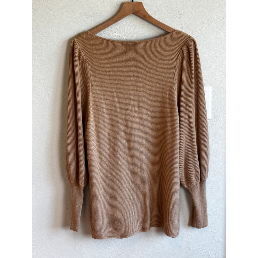 1 STATE Women Ribbed Balloon Sleeve Sweater Camel Tan Size L - Picture 5 of 9